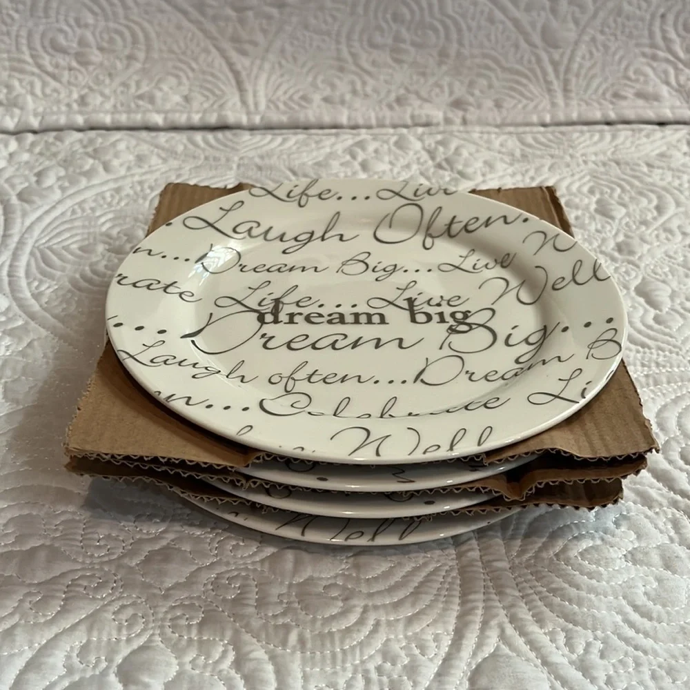 Celebration Bowring‎ round dessert plates, set of 4, NWOT